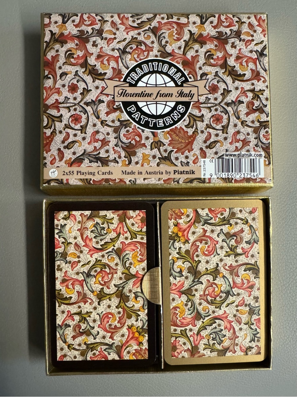 Florentine From Italy Playing Cards by Piatnik - Ornate Floral Back Design